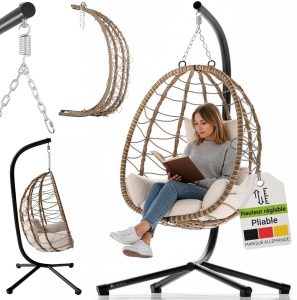 Juskys Fauteuil Suspendu Aria avec Coussin